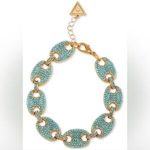 NWT Guess Gold-Tone Pavé Link Statement Flex Bracelet